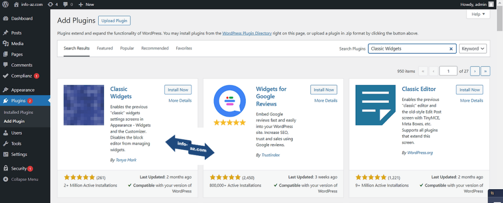 워드프레스 클래식 위젯 Classic Widgets