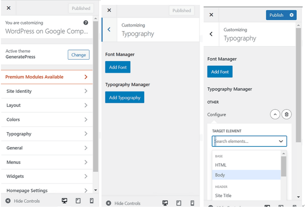 워드프레스 폰트 줄 간격 설정 화면