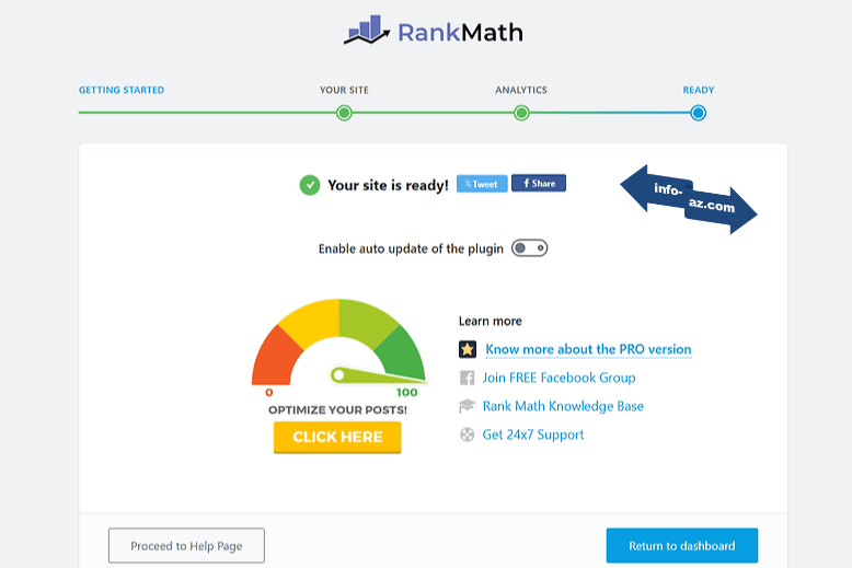 RankMath 연결 완료 화면