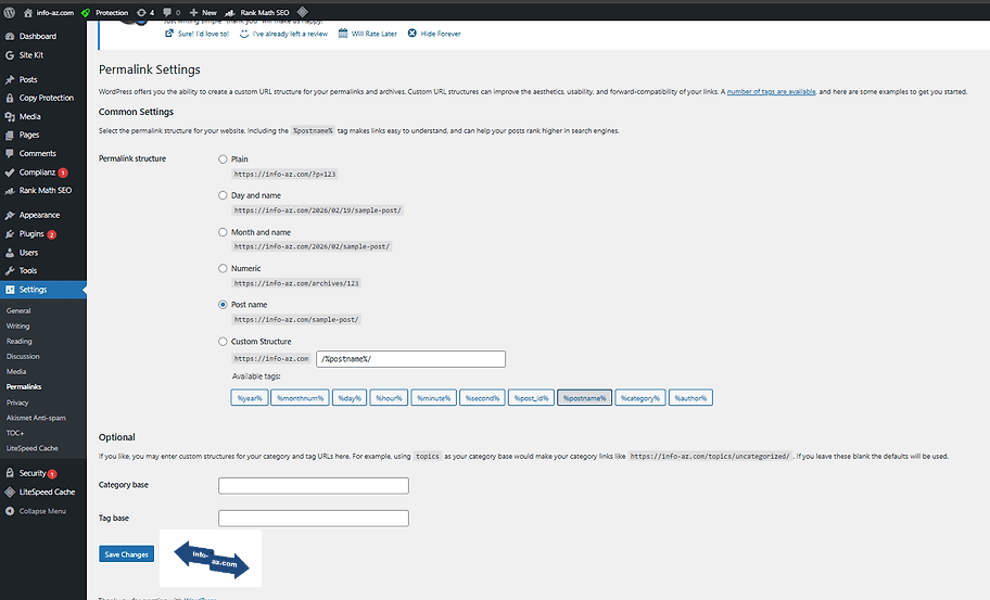 고유주소(Permalinks) 저장 rewrite flush 